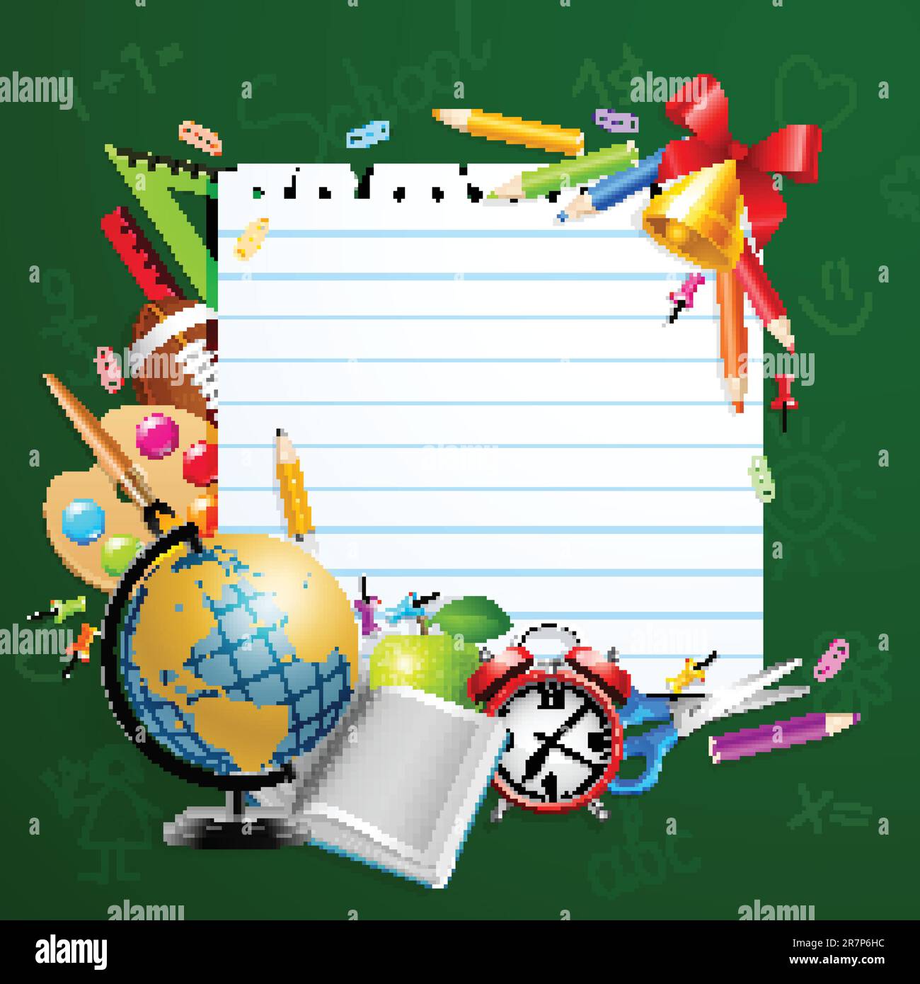 Back to school greeting card with stationery. Vector illustration Stock ...