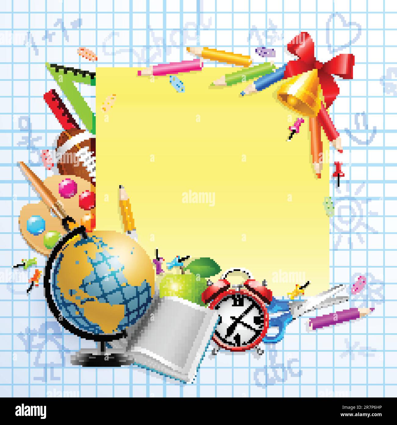 Back to school background with stationery and place for text. Vector ...