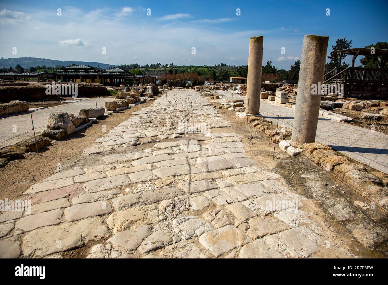Sepphoris is a former village and an archaeological site located in the central Galilee region of Israel, 6 kilometres north-northwest of Nazareth and overlooking the Beit Netofa Valley. The site holds a rich and diverse historical and architectural legacy that includes Hellenistic, ancient Jewish, Roman, Byzantine, Islamic, Crusader, Arab and Ottoman remains. Stock Photo