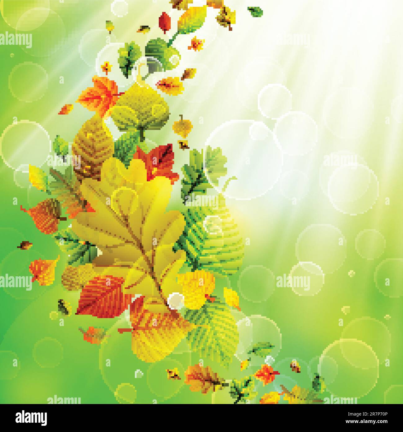 Autumn background with colorful leaves and place for text. Vector ...
