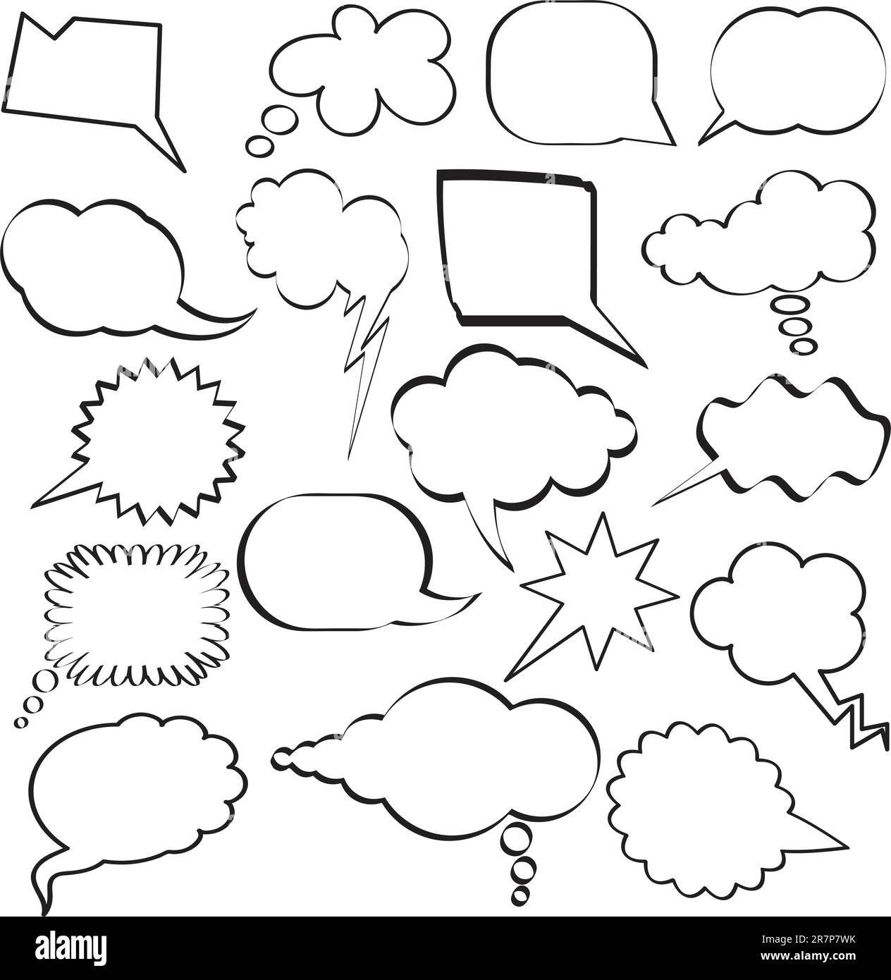 Large collection of sketch styled speech bubbles Stock Vector Image ...