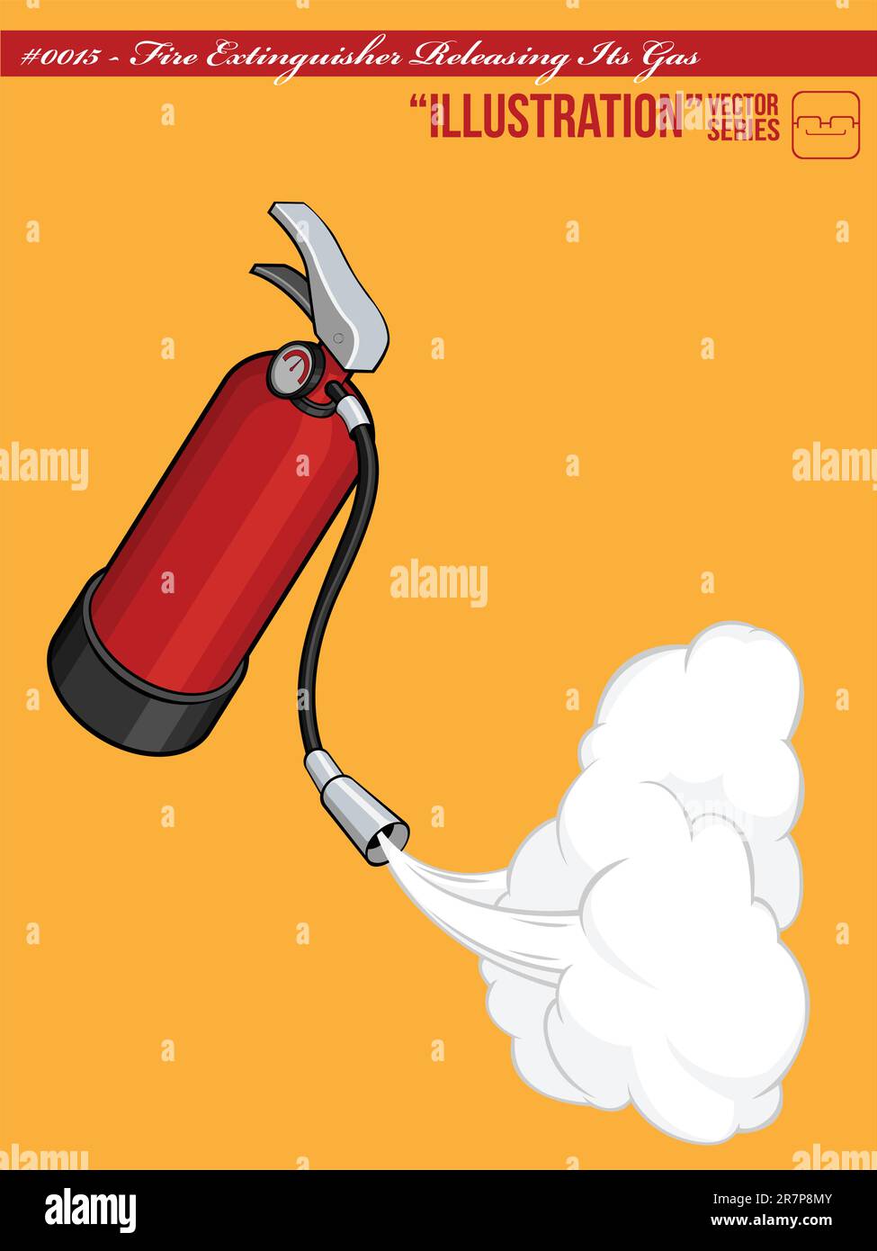 An isolated vector of a fire extinguisher releasing its gas to put off