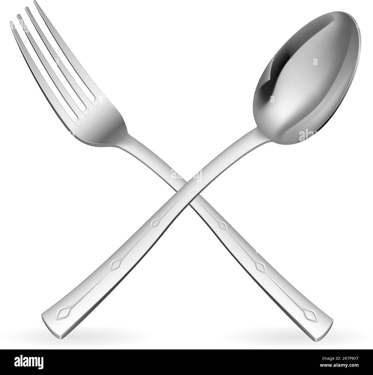 Crossed fork and spoon. Illustration on white background. Stock Vector