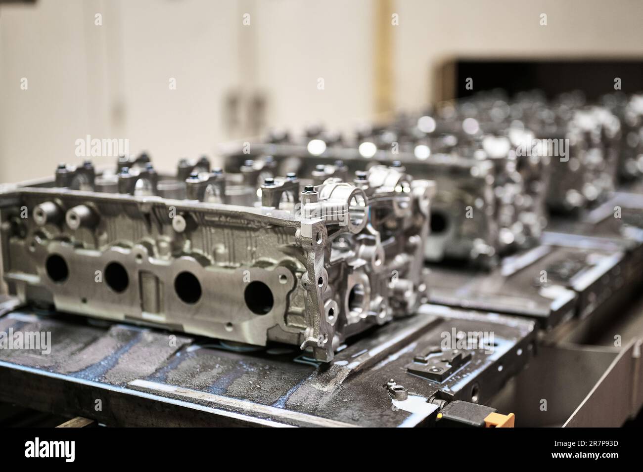 Cylinder heads of automobile engine ready for installation Stock Photo