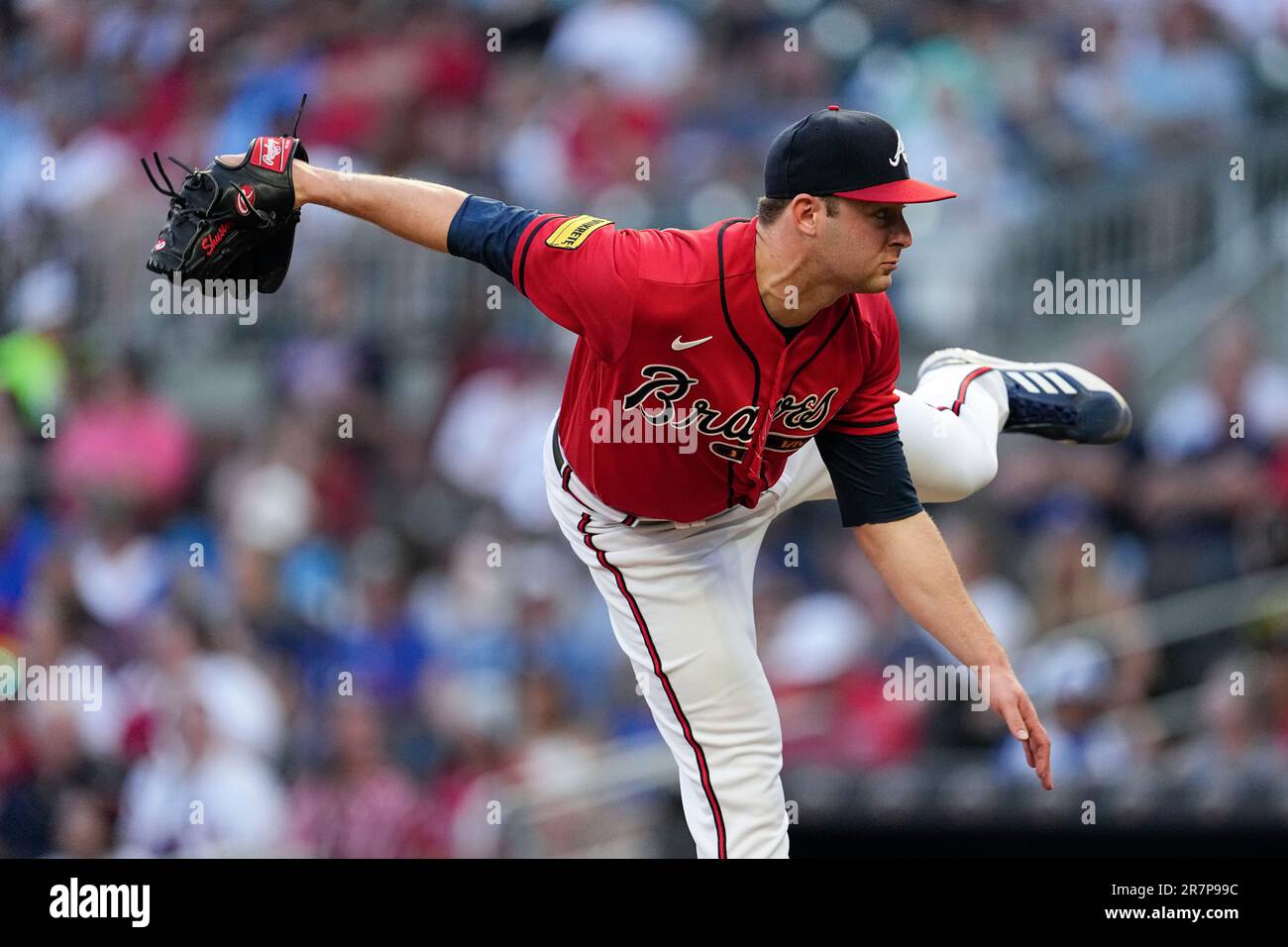 Atlanta Braves starting pitcher Jared Shuster (45) works against the