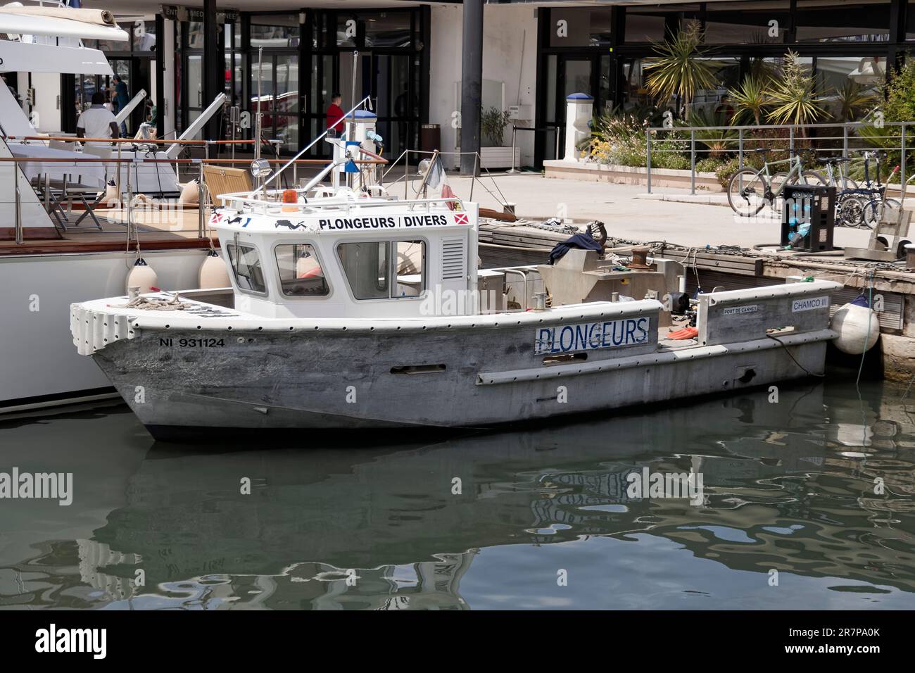 Cannes, France.18th May, 2023. View of boat moored at the quay during the 76th International Cannes film festival on May 23, 2023 in Cannes, France. C Stock Photo