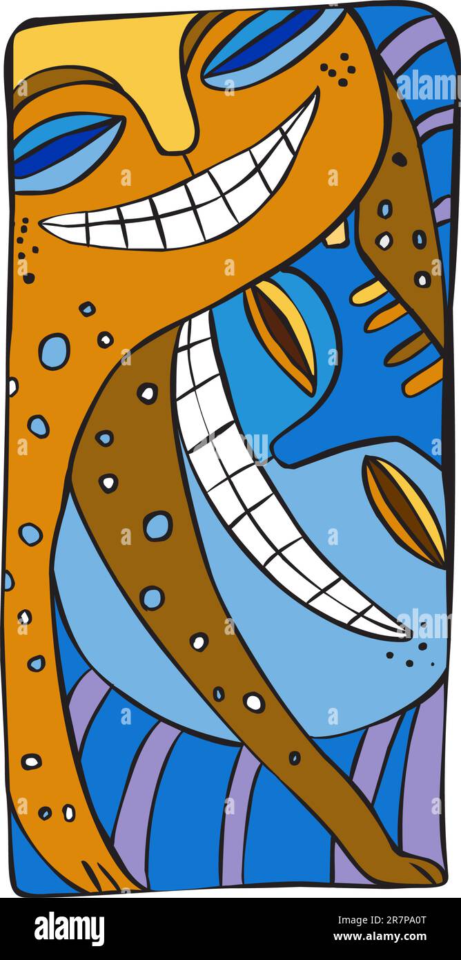 Orange and blue cat with white smiles Stock Vector