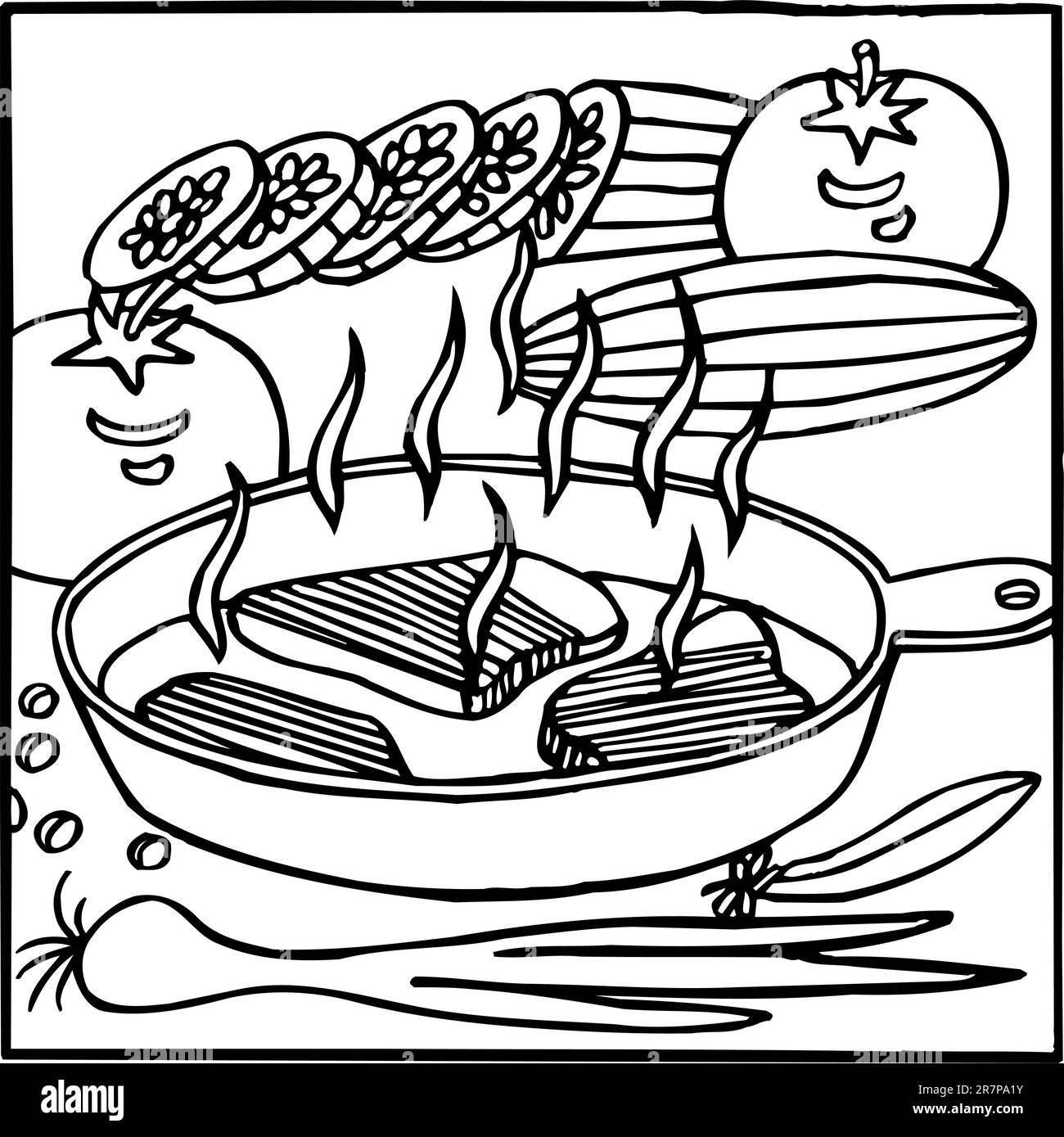 Frying pan vector Black and White Stock Photos & Images Alamy