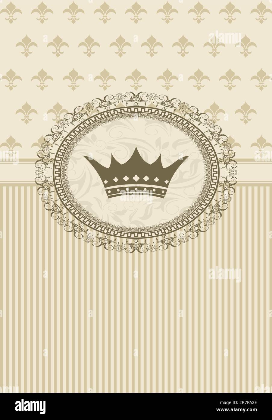 Illustration vintage background with floral frame and crown - vector ...