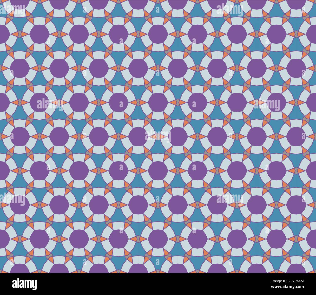 Geometrical vector pattern (seamless) with circles and diamonds in purple, blue, brown, grey Stock Vector
