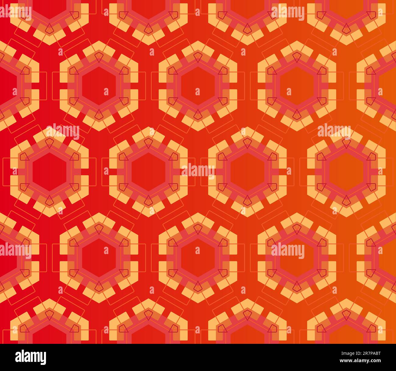Geometric pattern (seamless) in yellow, red, pink, orange Stock Vector