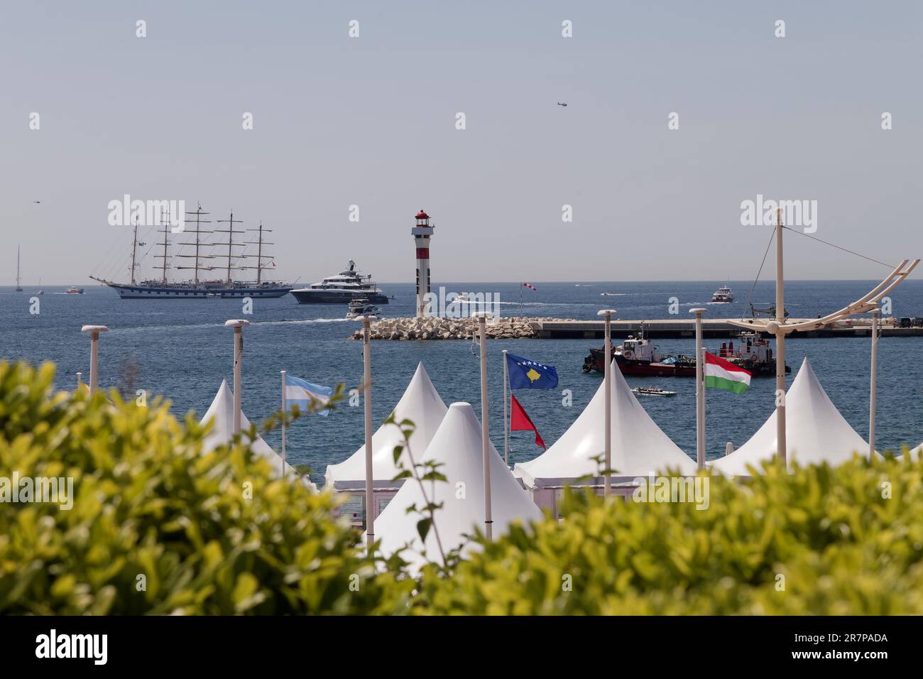 Cannes, France.27th May, 2023. View of the Royal Clipper, a 134 meter ...