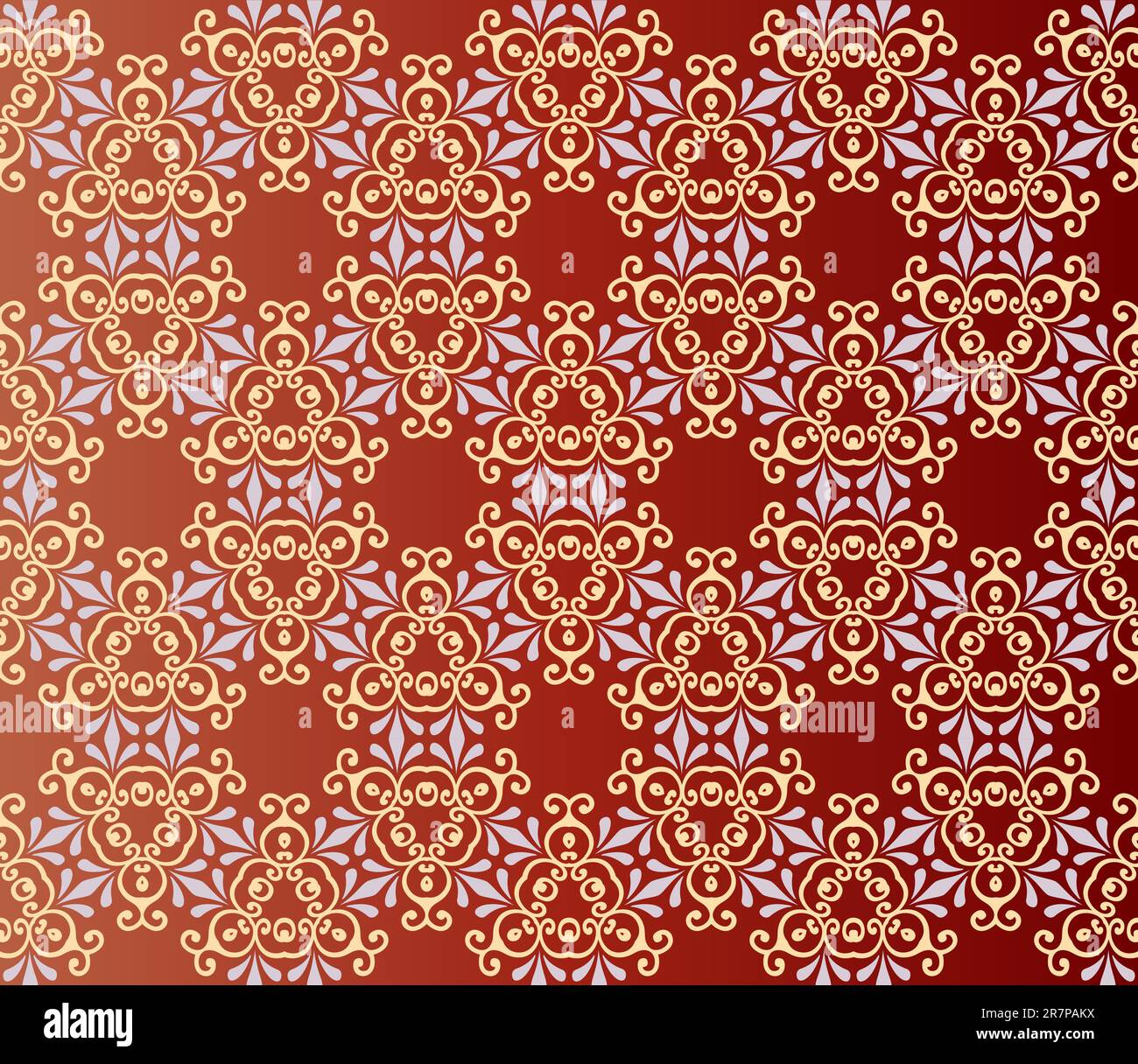 Seamless and elegant Baroque pattern with flowers in brown, orange, grey Stock Vector