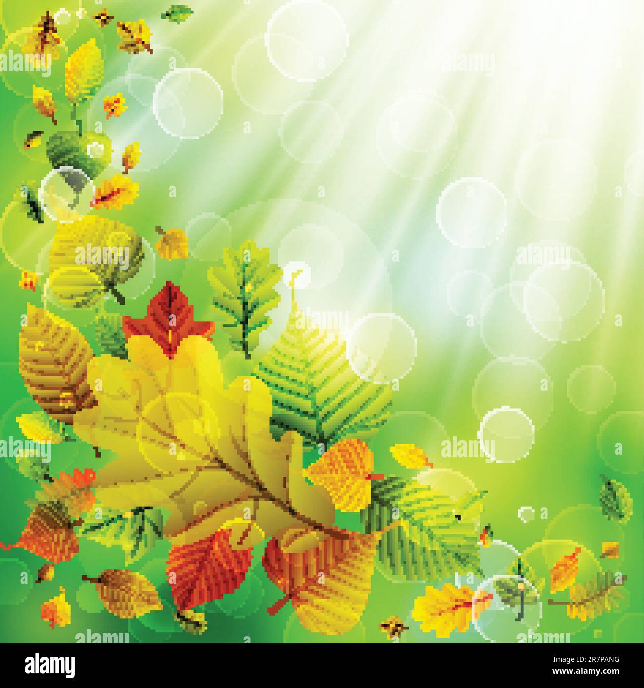 Autumn background with colorful leaves and place for text. Vector ...
