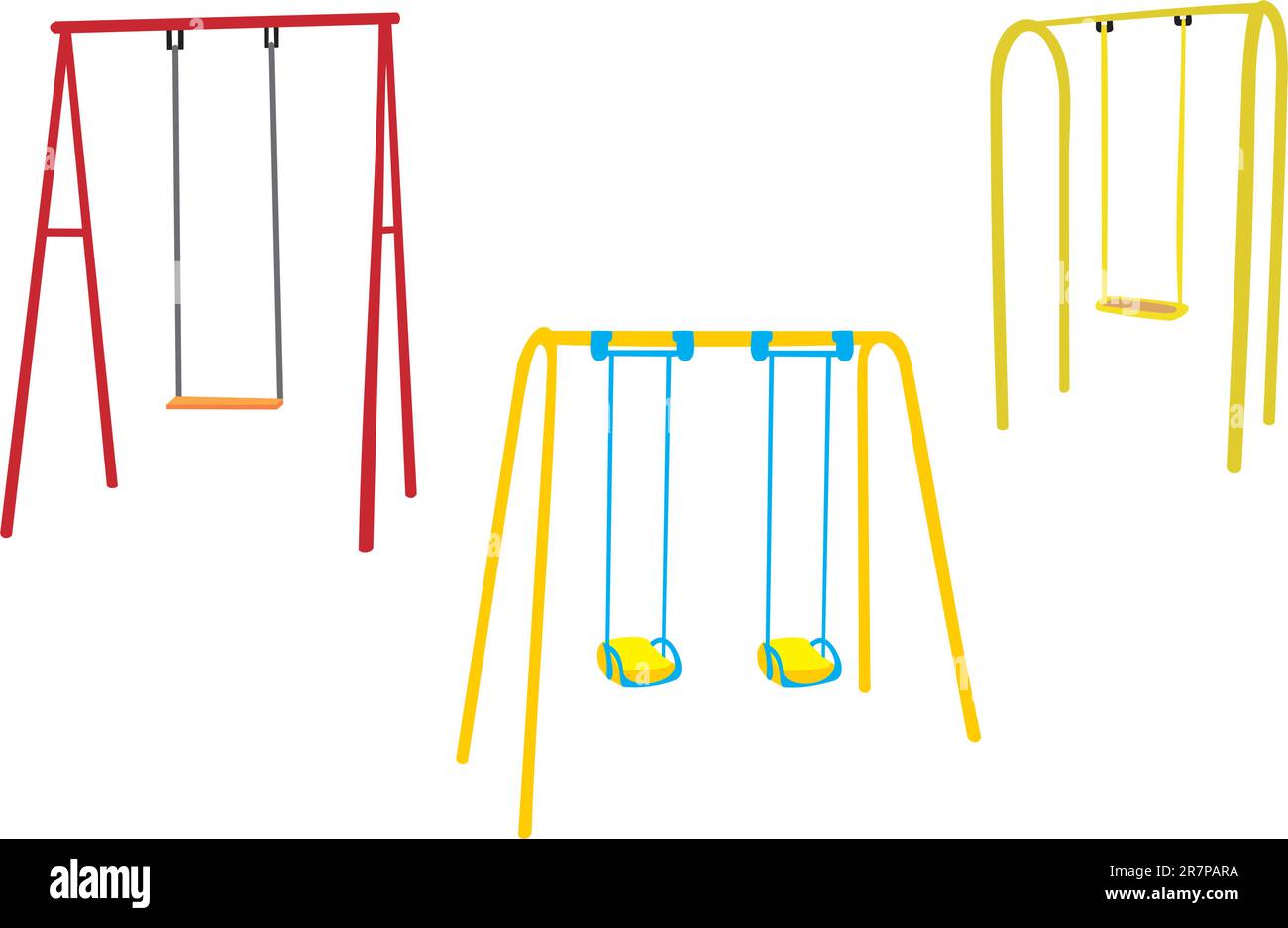 Children's swing. Entertainment for children. An iron swing Stock Vector