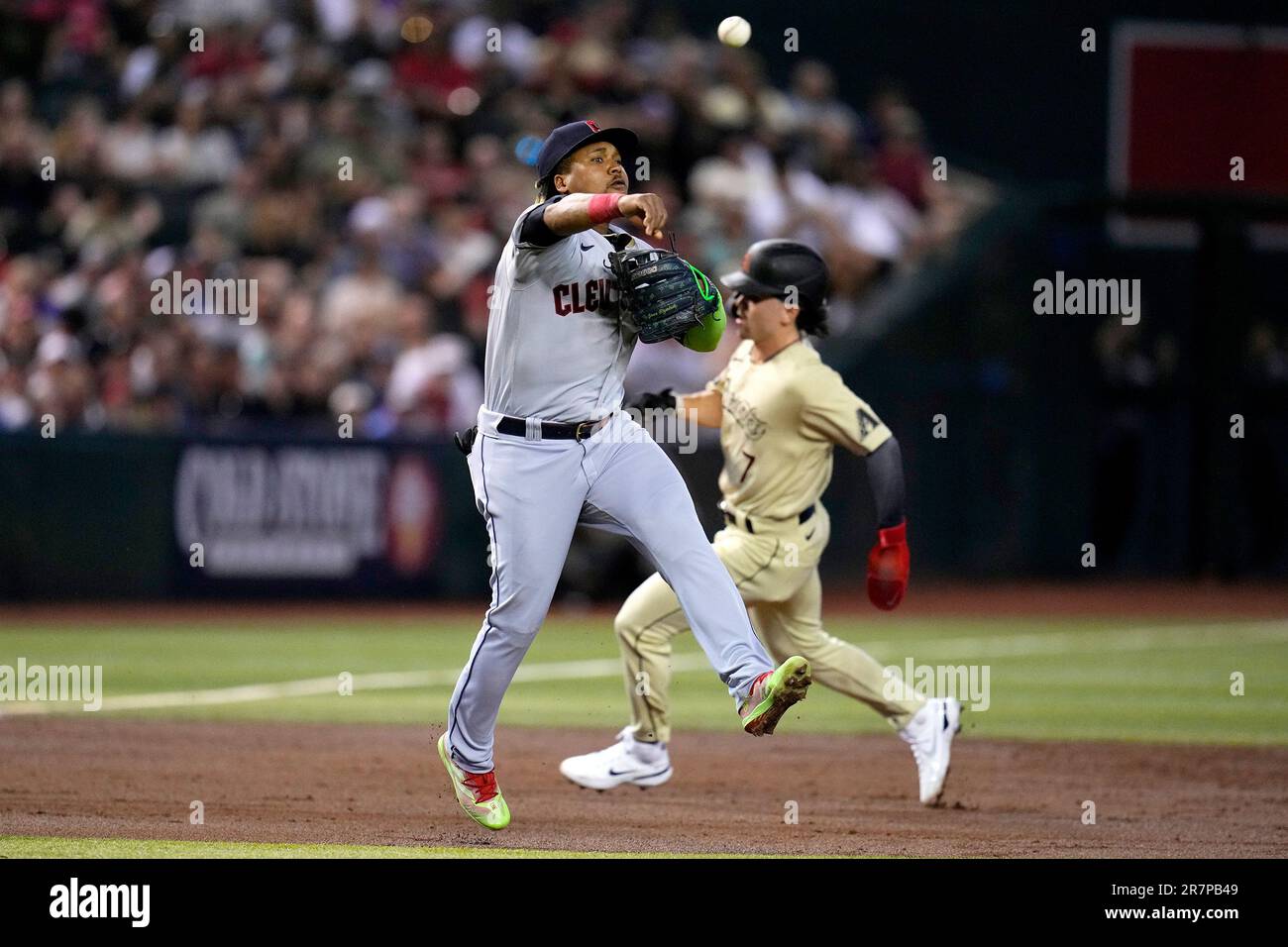 Arizona Diamondbacks' third baseman Lourdes Gurriel Jr. laughs as