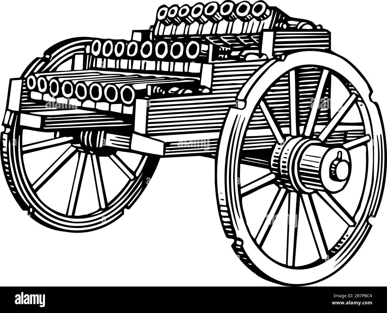 24 barrel cannon isolated on white Stock Vector