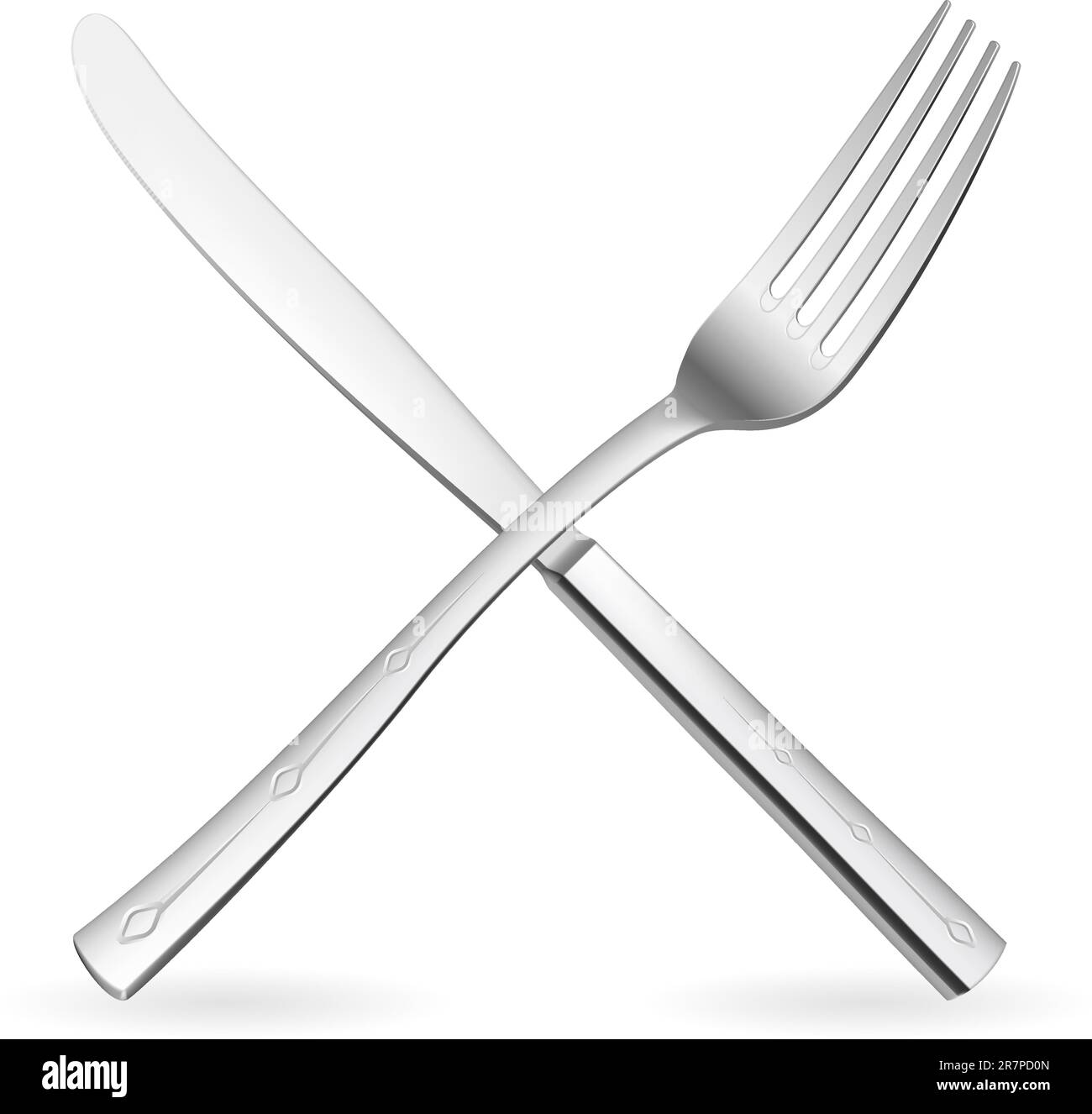 Crossed fork and knife. Illustration on white background Stock Vector