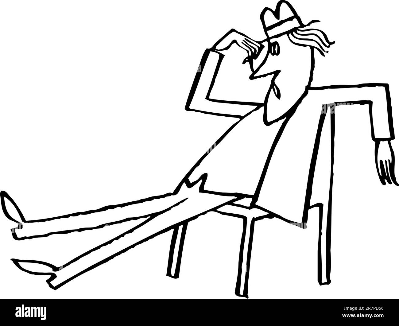 Man sitting on the chair is sick and tired Stock Vector