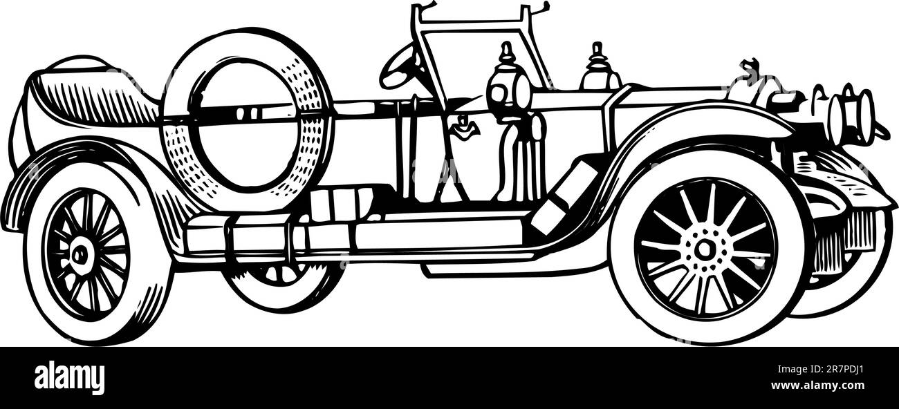 Old car isolated on white Stock Vector Image & Art - Alamy