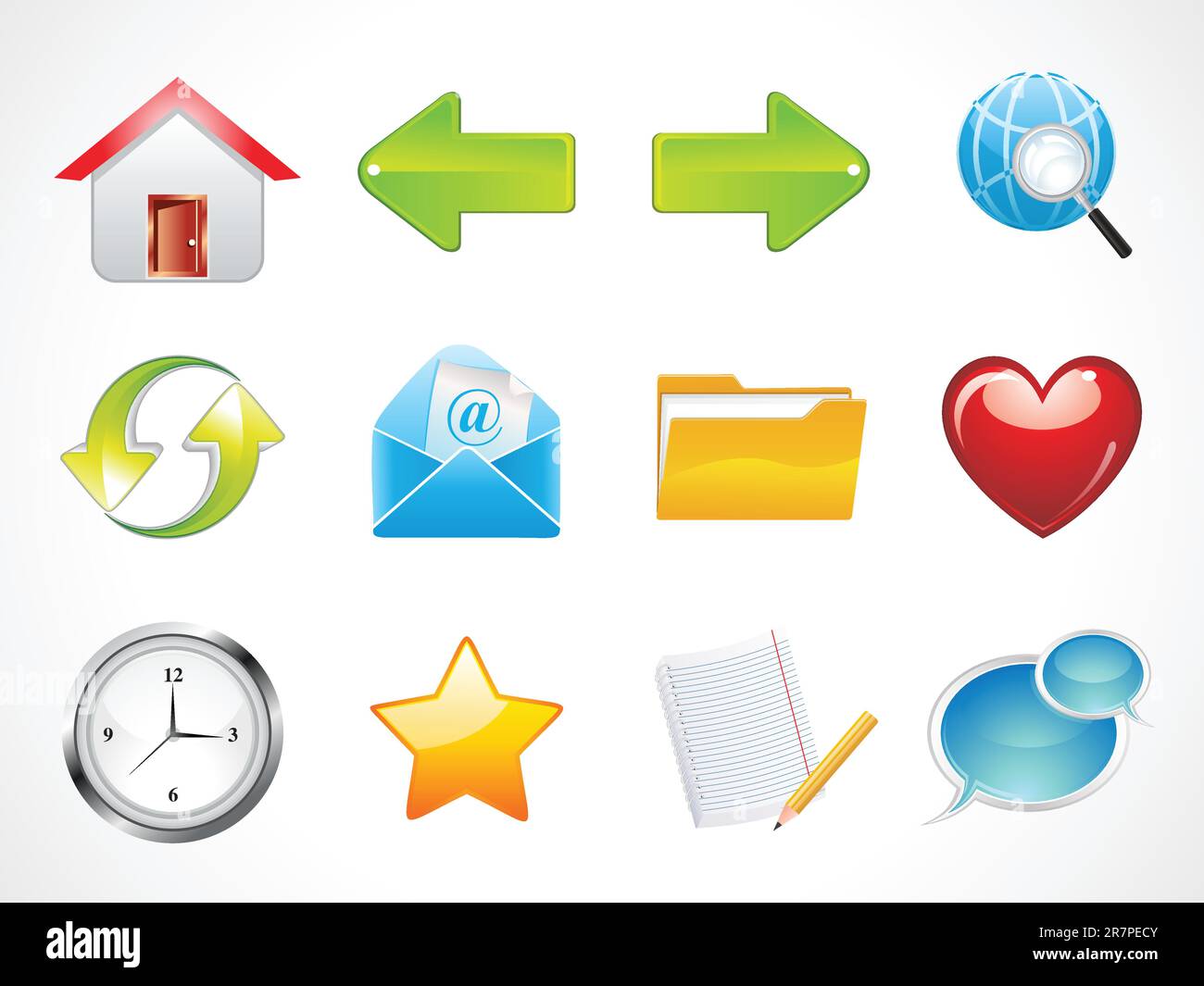 abstract glossy web icons set vector illustration Stock Vector