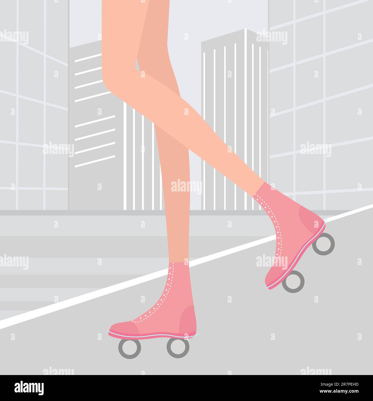 Roller skating in a city Stock Vector