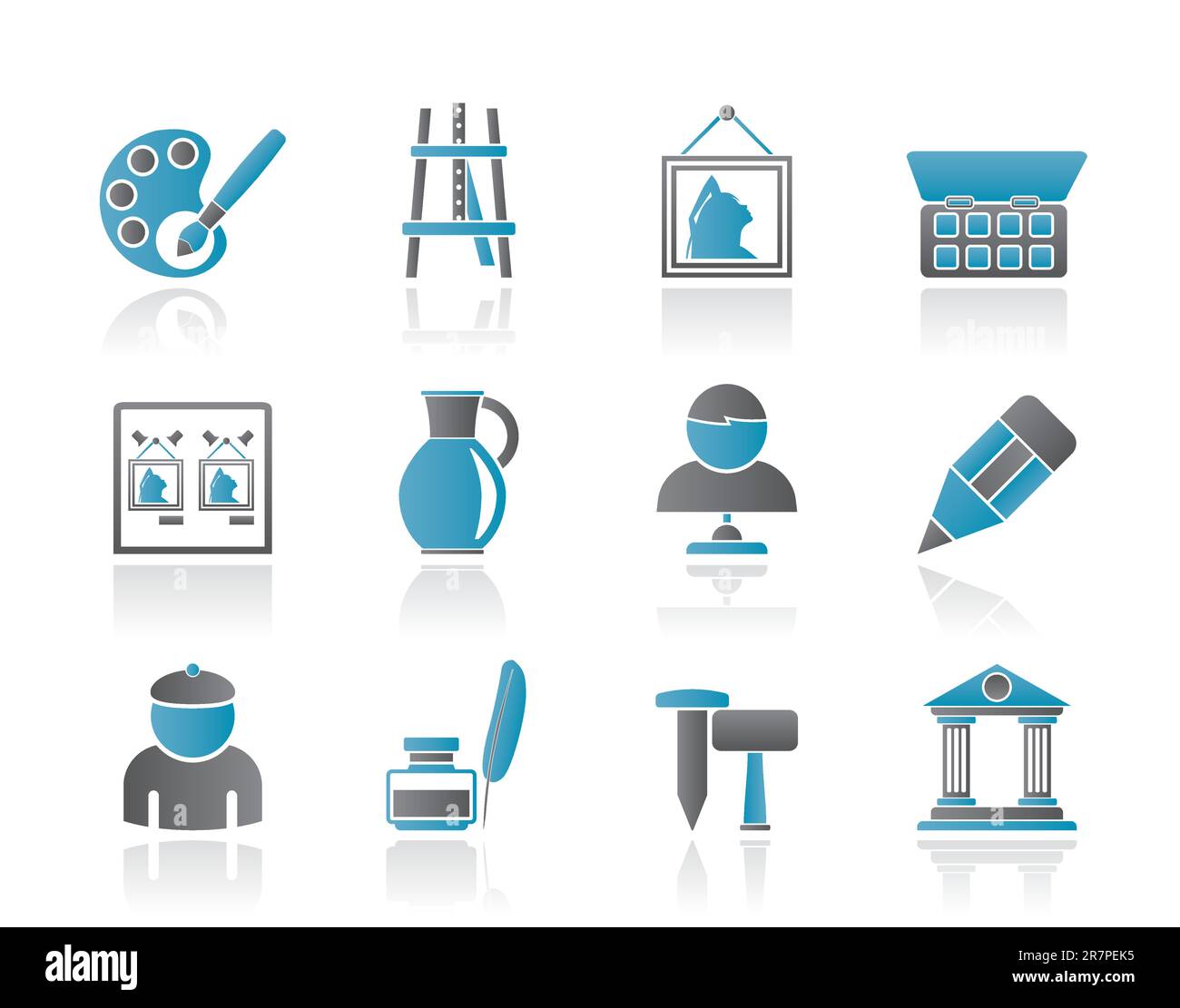Fine art objects icons - vector icon set Stock Vector