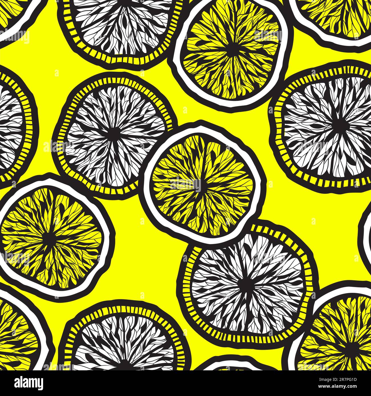 seamless background with hand drawn lemon slices, clipping mask Stock ...
