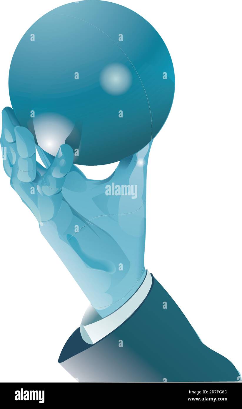 The big hand holding the blue world Stock Vector