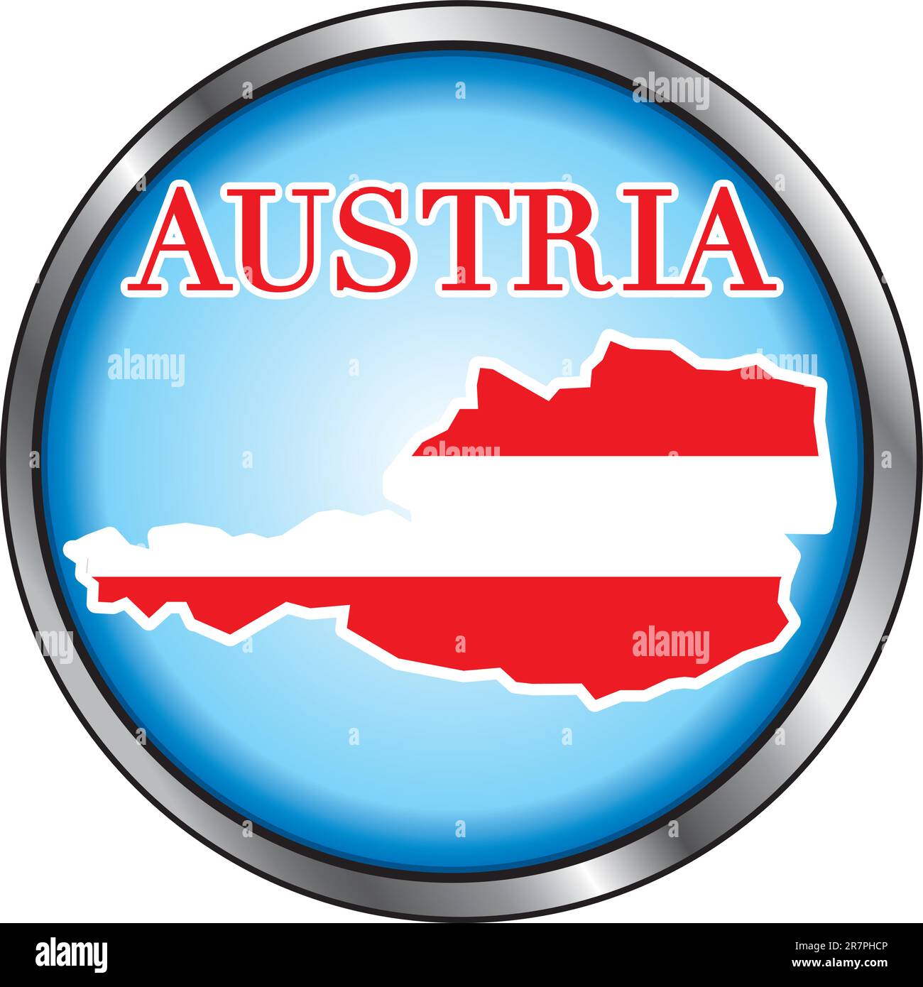 Vector Illustration for Austria, Round Button. Stock Vector