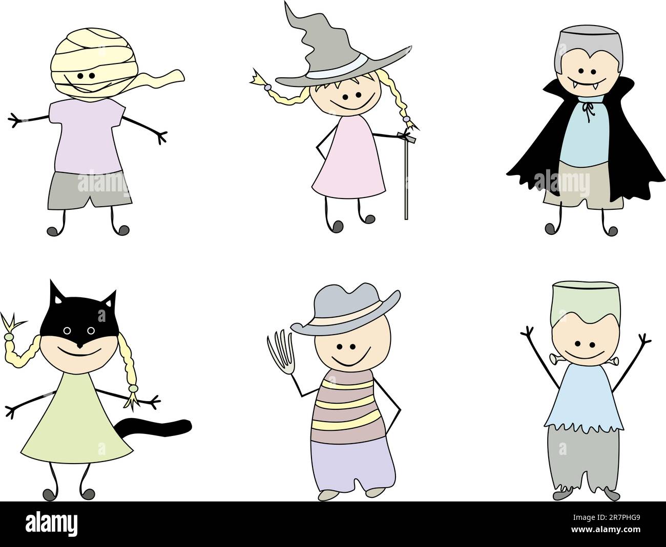 Children's drawings for Halloween. Vector illustration. Stock Vector