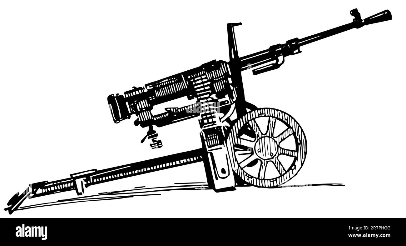 Machine gun isolated on white Stock Vector