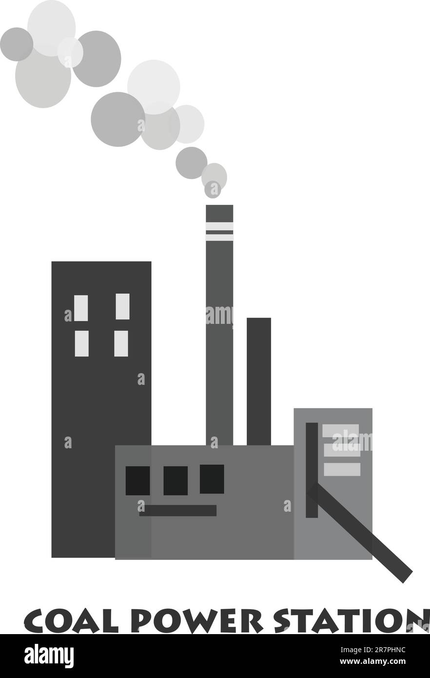 Pollution from coal power station - vector Stock Vector