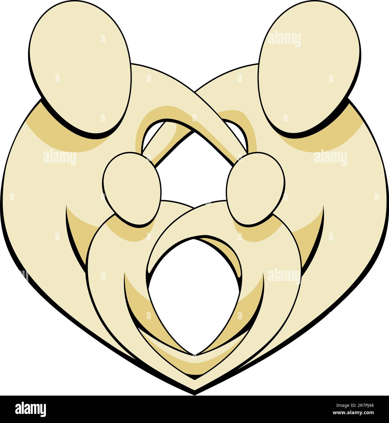 Mother, father and two children family group embracing and holding ...