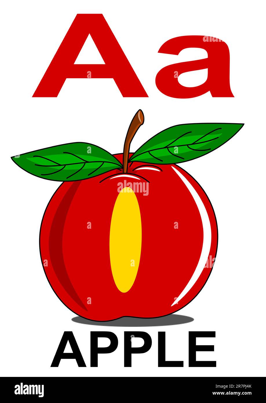 Apple fruit nature alphabet red school Stock Vector