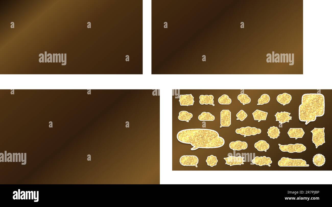 Speech bubbles of various shapes of golden glitter. Vector data that is easy to edit. Stock Vector