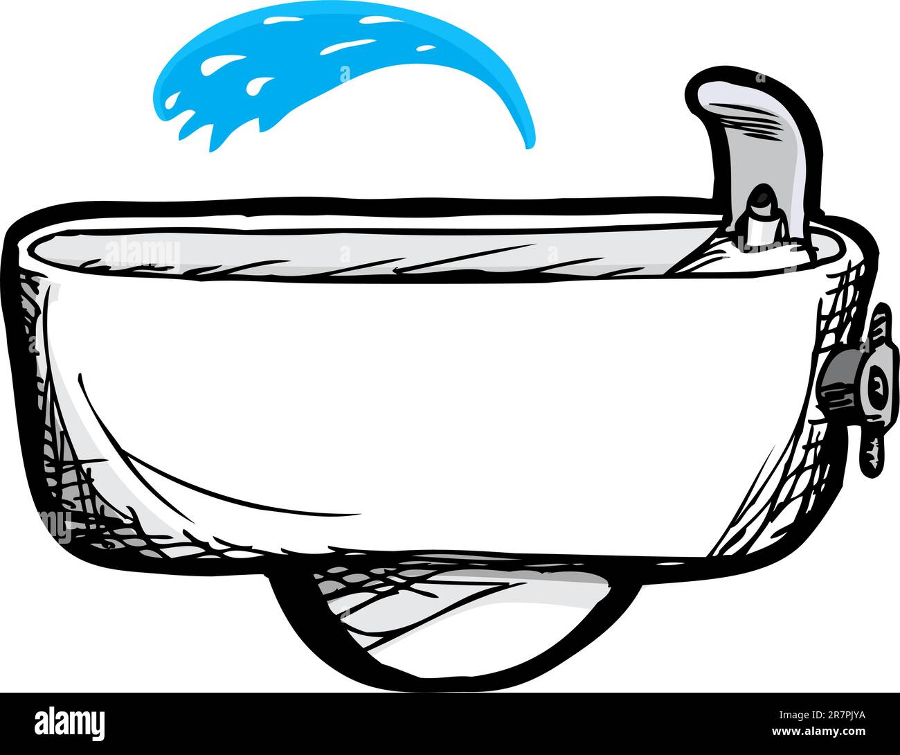 Ivory wall-mounted water drinking fountain with water spout Stock Vector