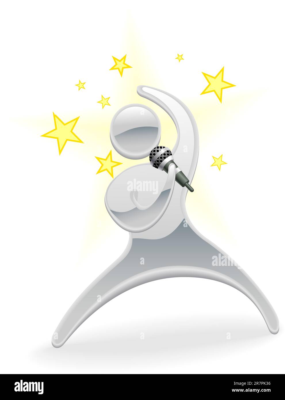 Metallic cartoon mascot character pop star singer concept Stock Vector