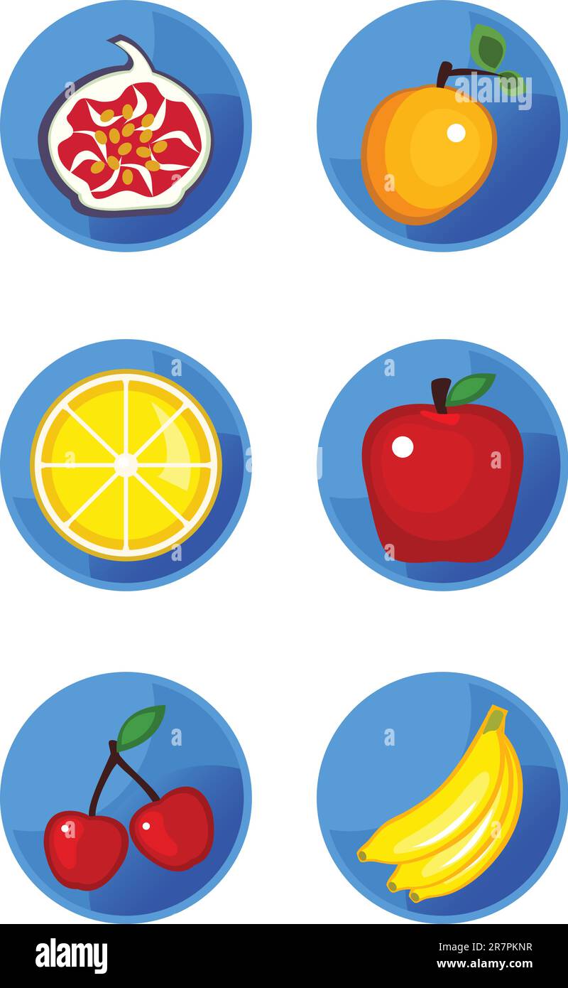 Vector fruit icons isolated on white background Stock Vector Image ...