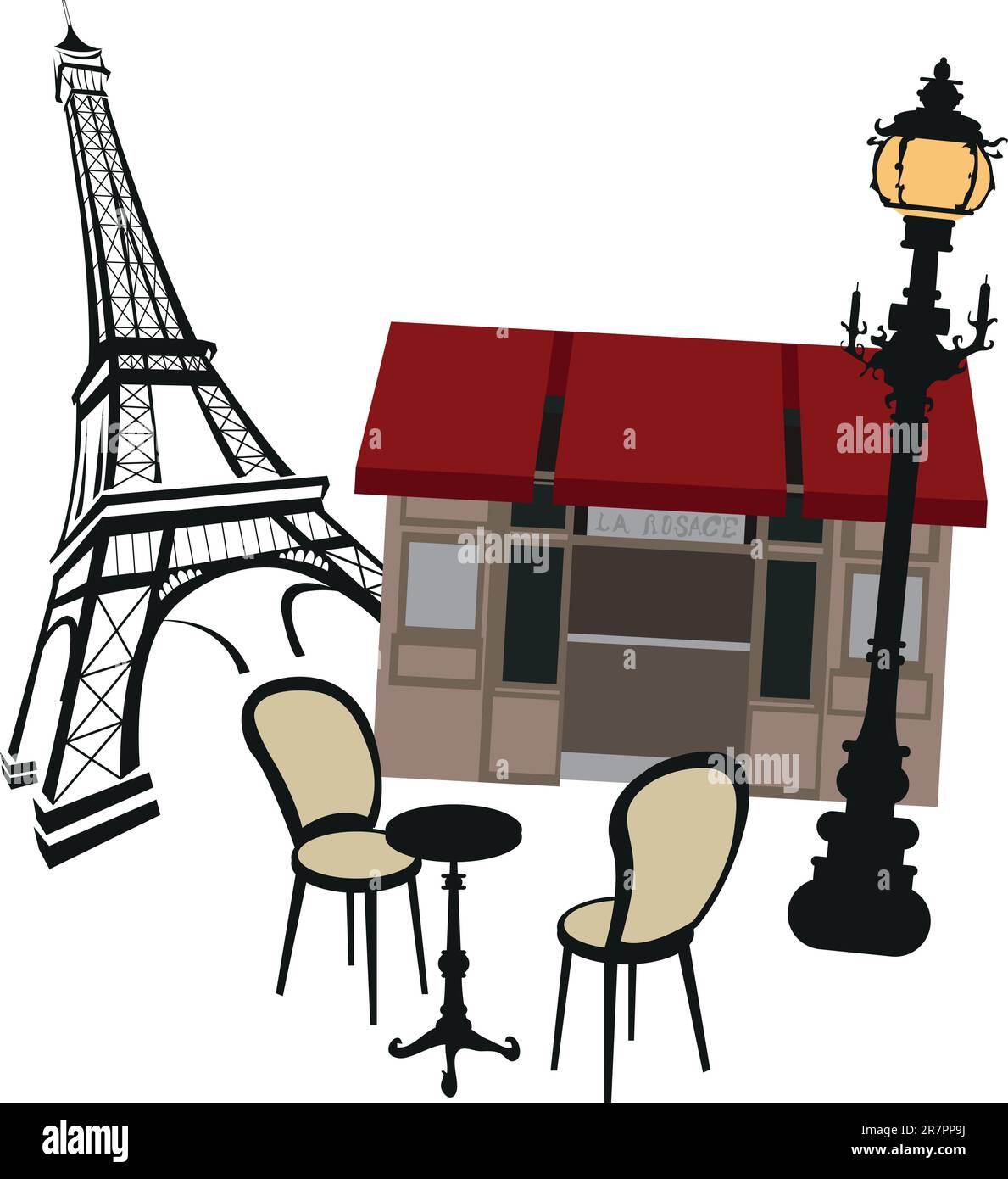 Eiffel tower, street lights and cafe Stock Vector Image & Art Alamy