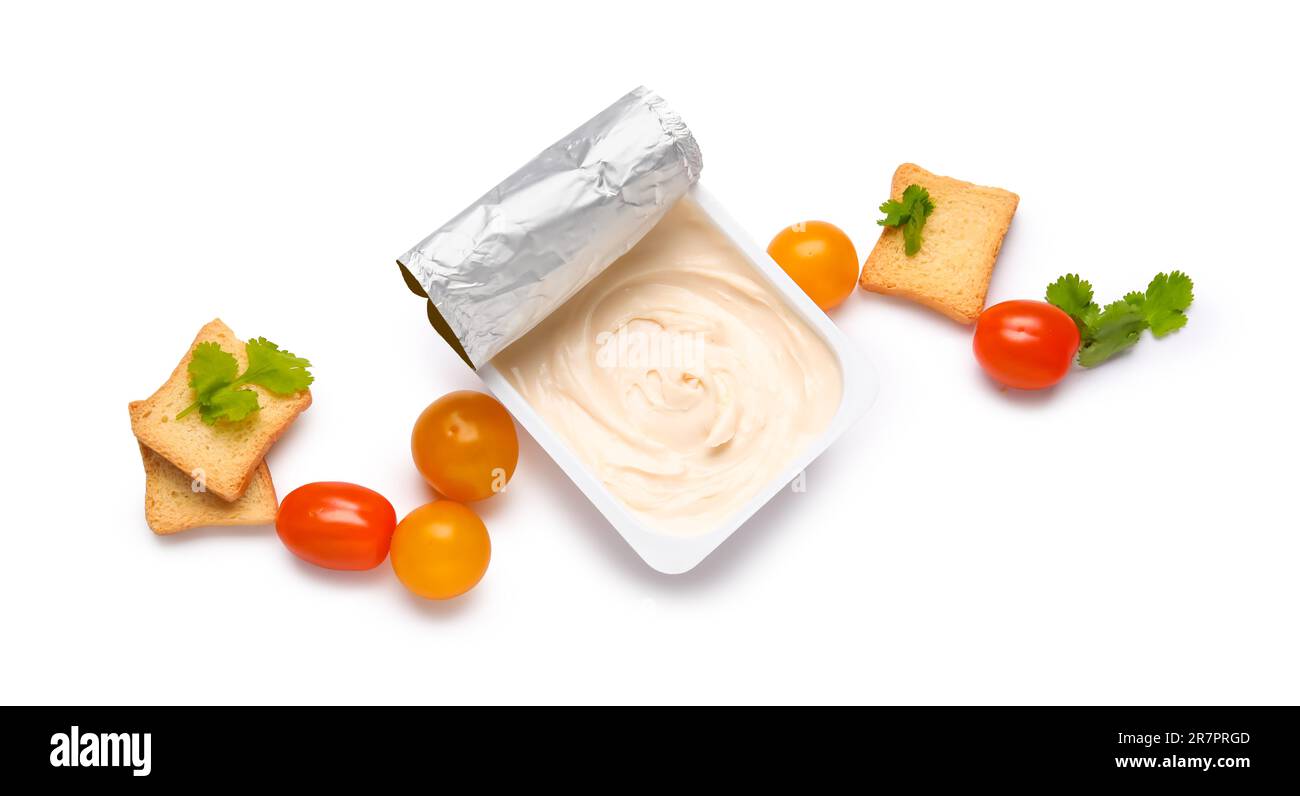 Dip sauce in a plastic take away container isolated on white background  Stock Photo - Alamy