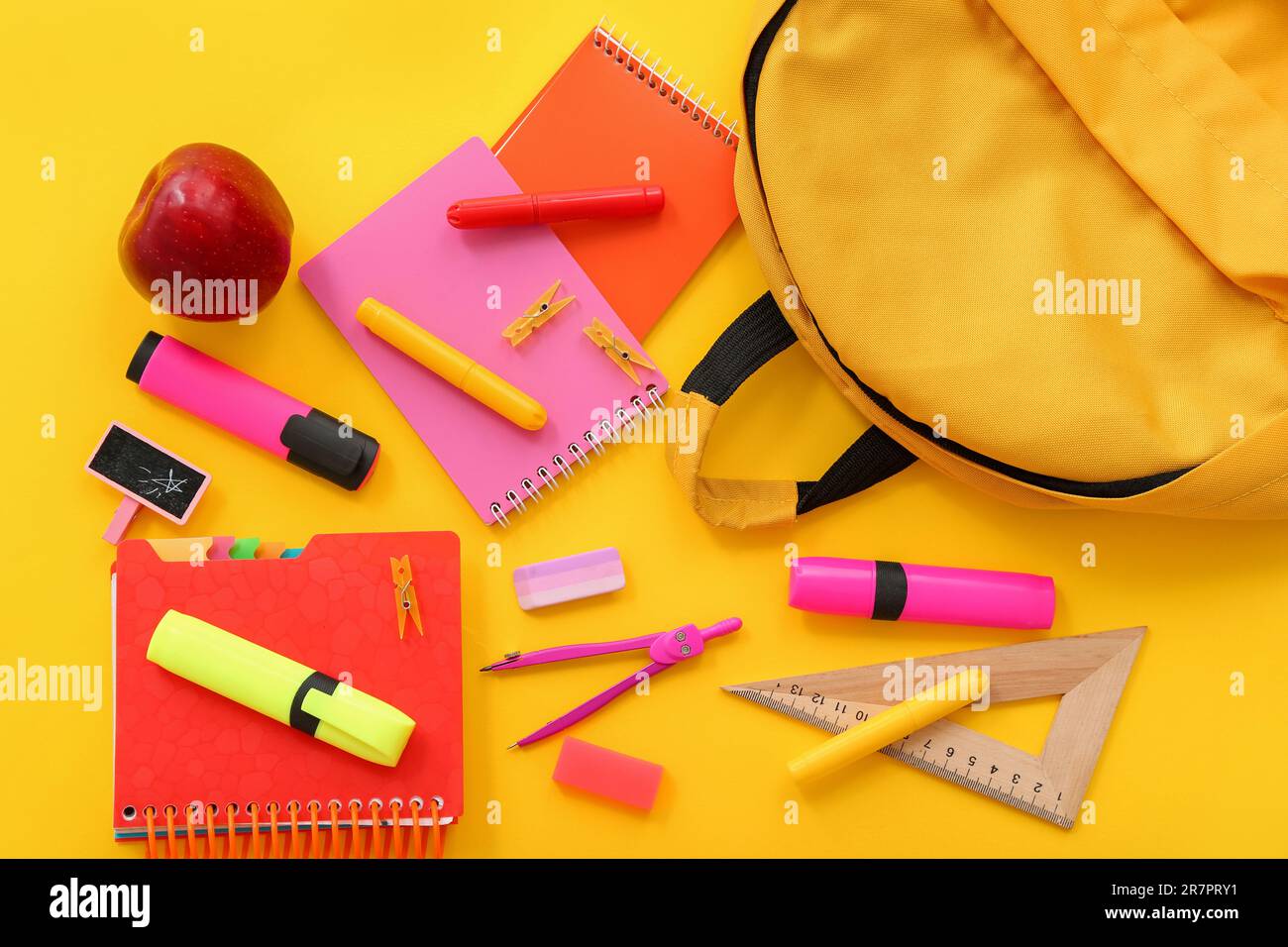 Red backpack different stationery hi res stock photography and images Red backpack different stationery hi res stock photography and images
