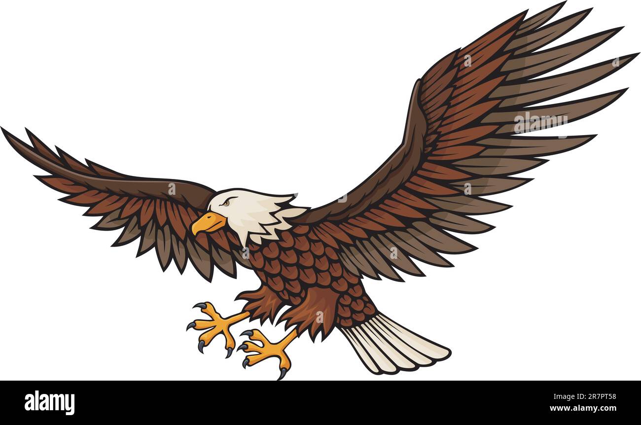Eagle attacking illustration isolated on white background Stock Vector