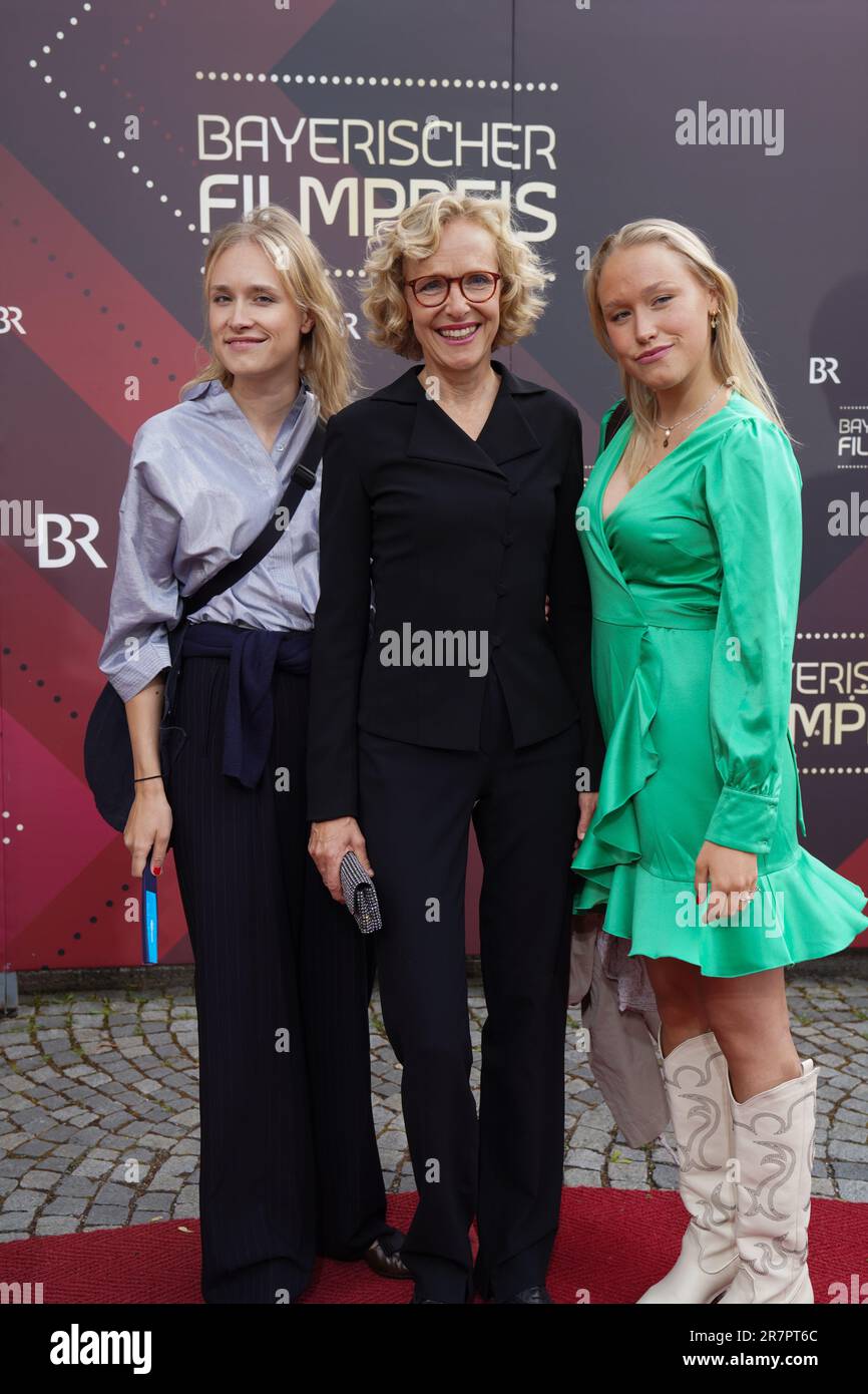 Juliane Köhler with her daughters Fanny and Jette  attend the Bayerischer Filmpreis 2023 (Bavarian Film Award) at Prinzregententheater on June 16, 2023 in Munich, Germany. Stock Photo