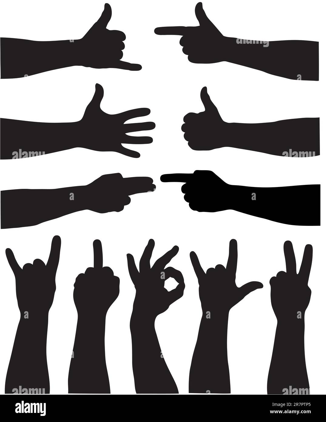 black silhouette of a hand on a white background Stock Vector Image ...