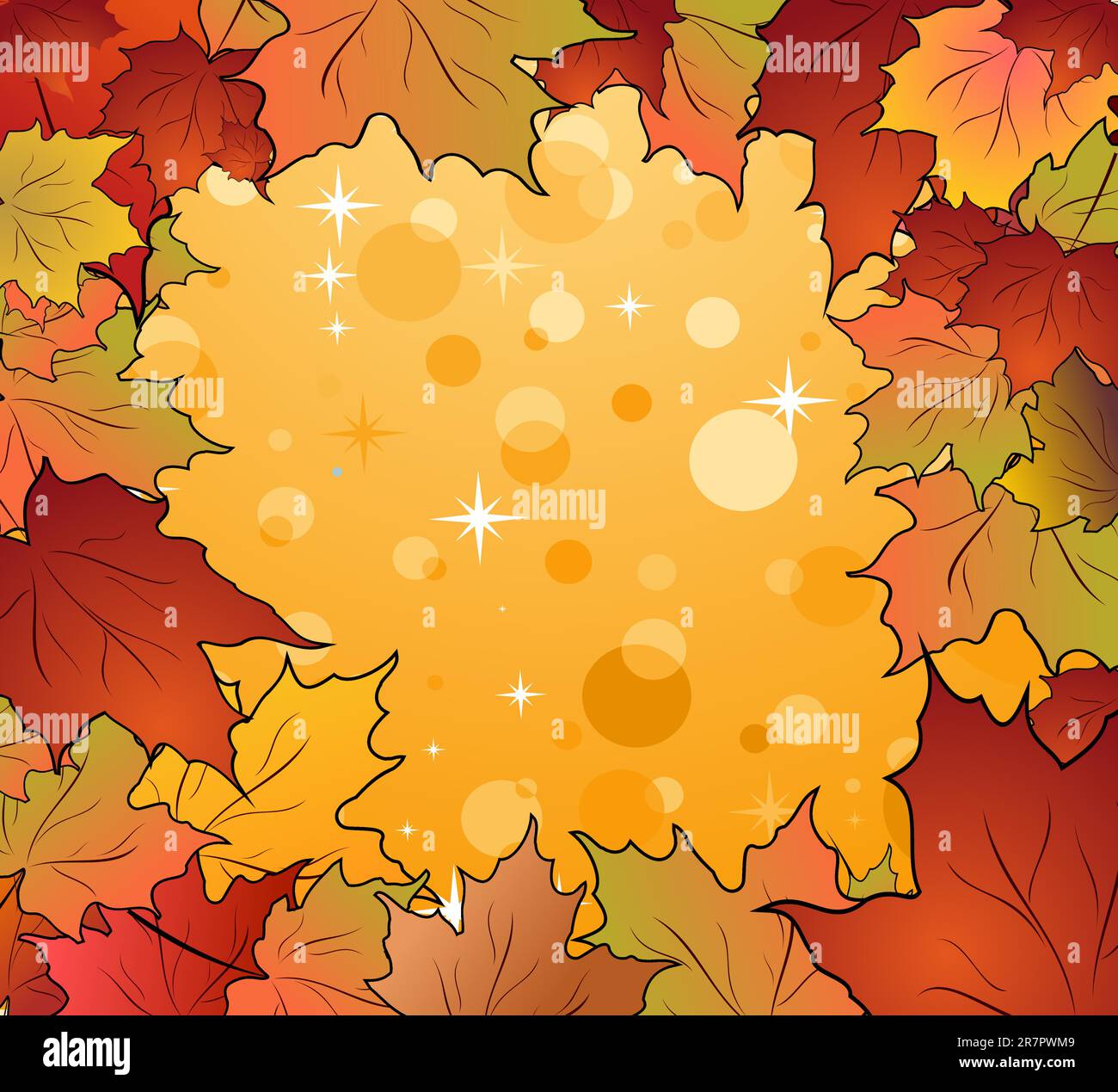 Illustration of autumn frame made in maples - vector Stock Vector Image ...