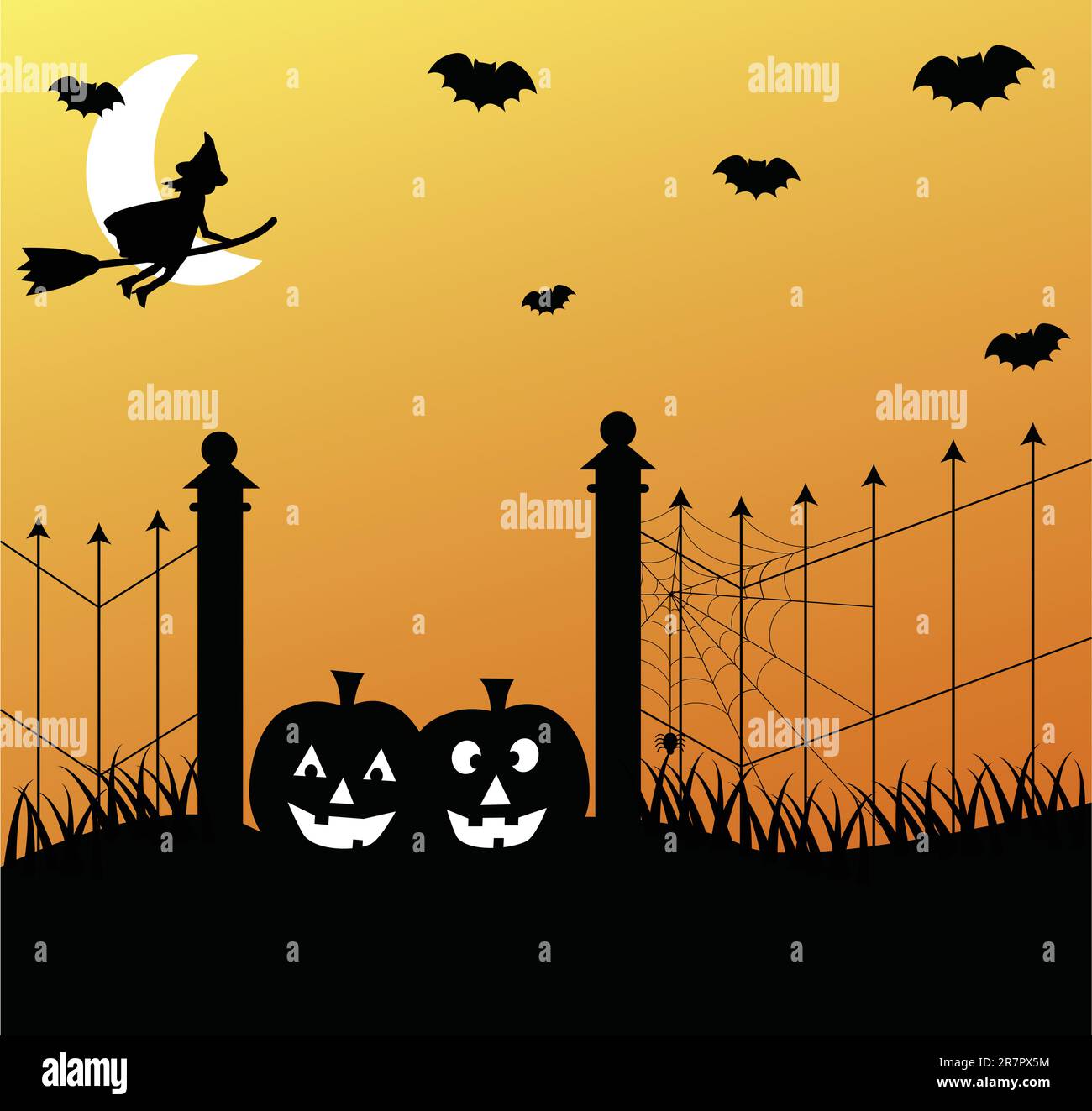 Halloween witch on broomstick Stock Vector