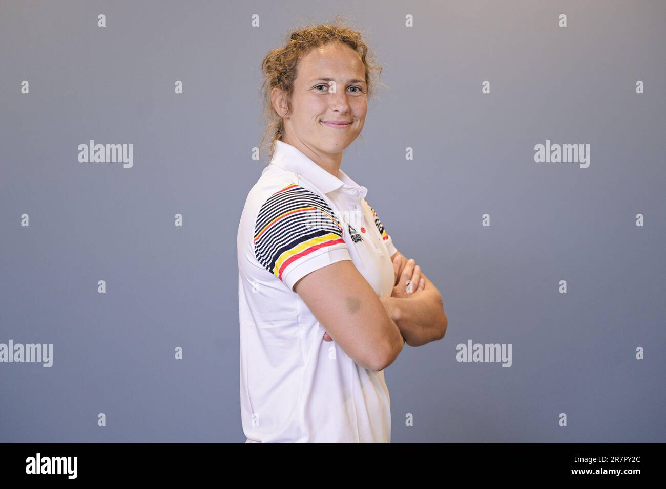 Antwerp, Belgium. 15th June, 2023. Belgian Nele Pien poses for the photographer during a training camp organized by the BOIC-COIB Belgian Olympic Committee in Antwerp, ahead of the European Games in Poland, Thursday 15 June 2023. The 3rd European Games, informally known as Krakow-Malopolska 2023, is a scheduled international sporting event to will be held from 21 June to 02 July 2023 in Krakow and Malopolska, Poland. BELGA PHOTO LAURIE DIEFFEMBACQ Credit: Belga News Agency/Alamy Live News Stock Photo