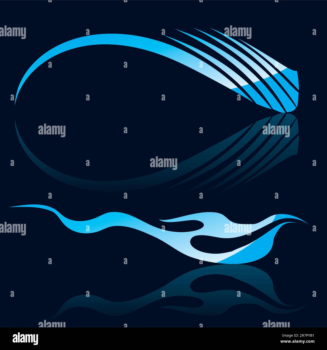 Vector illustration of abstract blue waves on black background #5 Stock ...
