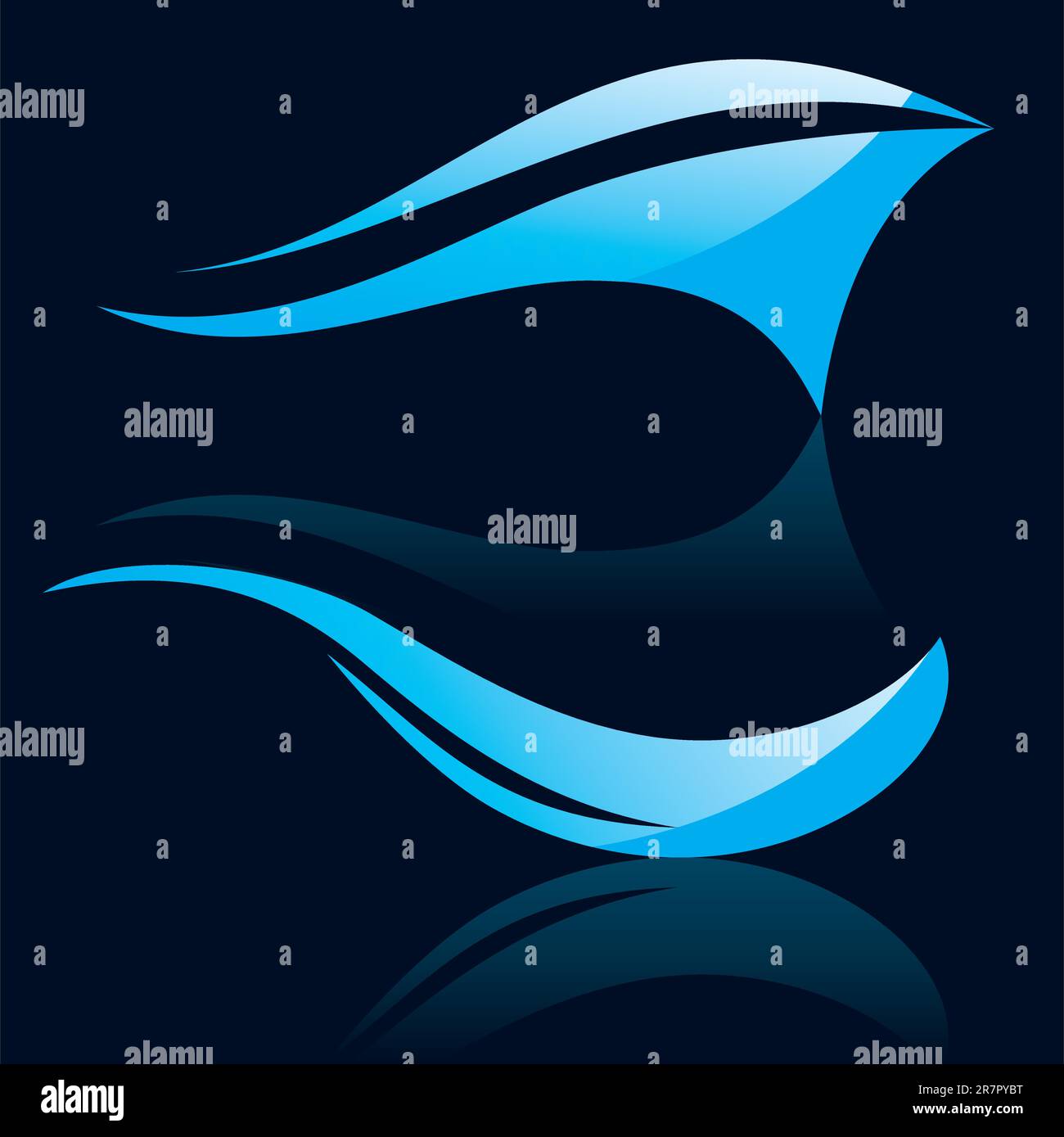 Vector illustration of abstract blue waves on black background #3 Stock ...
